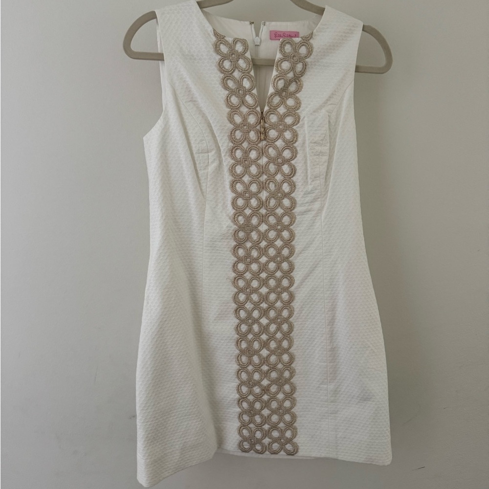 Lilly Pulitzer White Dress with Gold Detailing